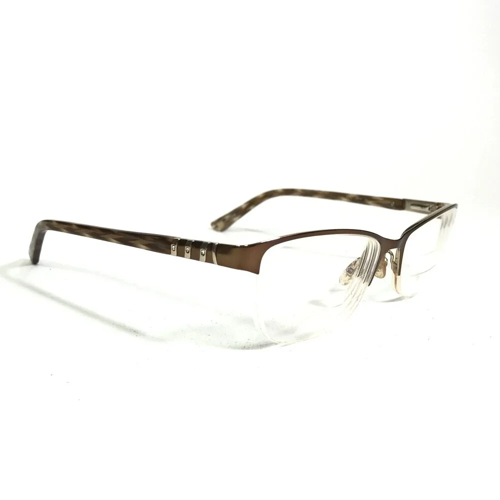 Liz Claiborne Eyeglasses Frames L015 0RF4 Brown Gold Cat Eye Half Rim 55-17-140